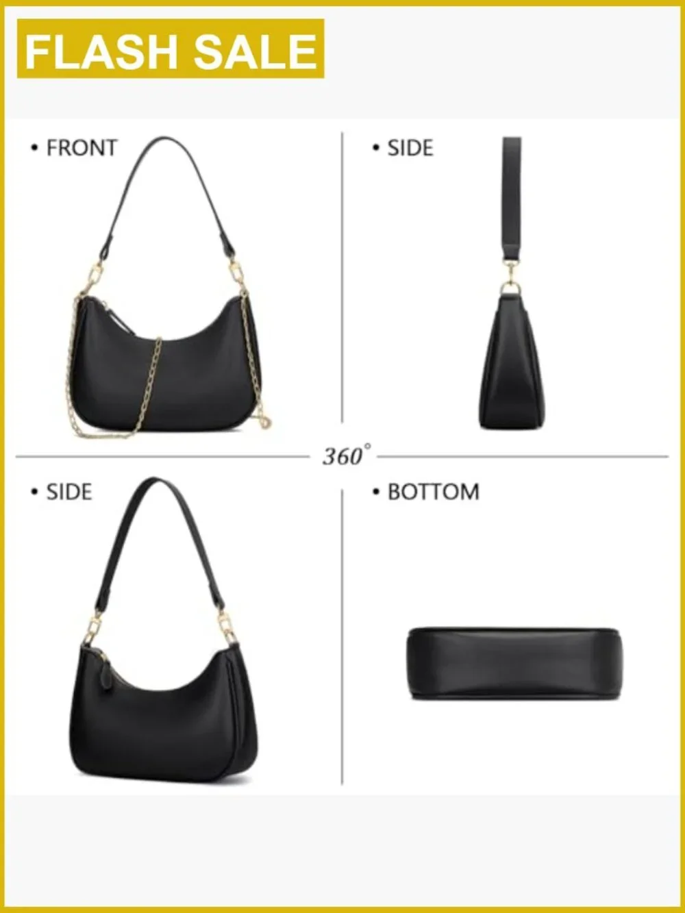 Cute Hobo Shoulder Bag Women PU Leather Purses Handbags Gold Chain Clutch Tote